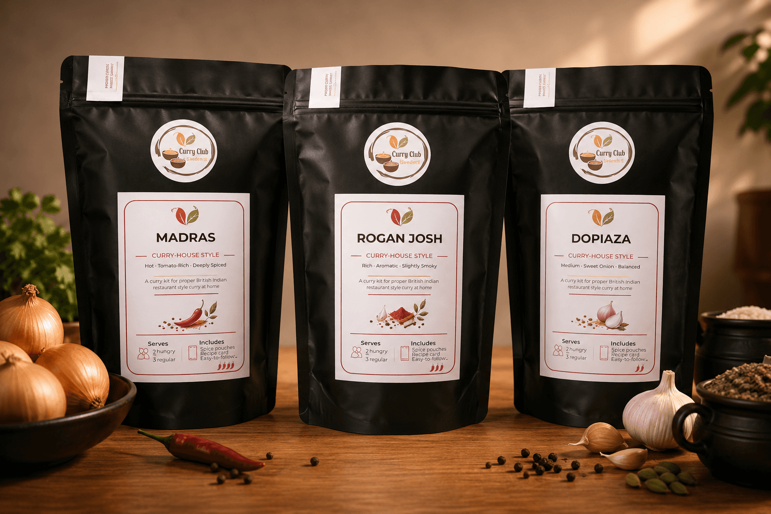 Image of three Curry Club curries