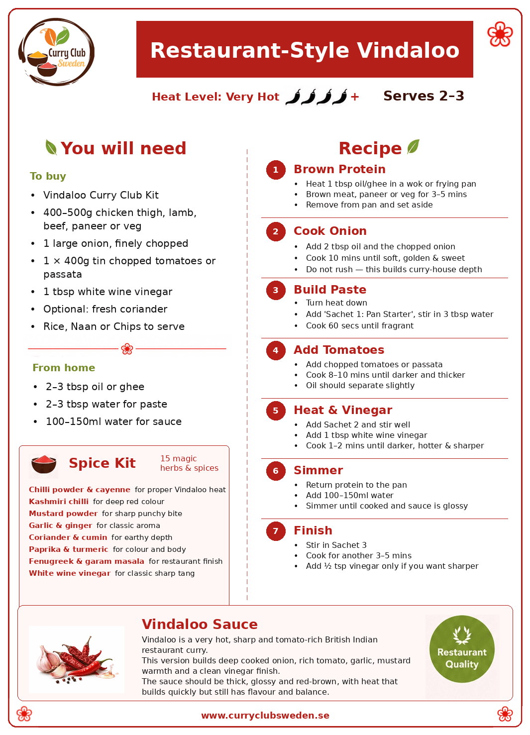 Vindaloo recipe card